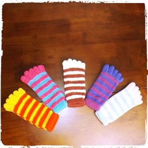 5 Pair Colorful Fleece  Ankle Toe Socks